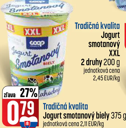 Jogurt smotanový XXL – kakaový, jahodový