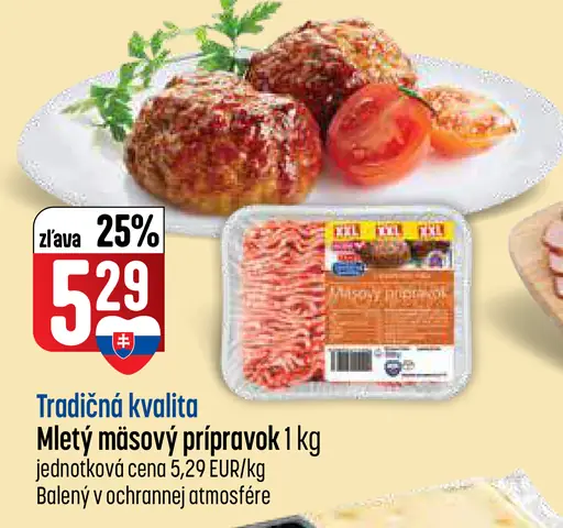 Mletý mäsový prípravok z bravčového mäsa