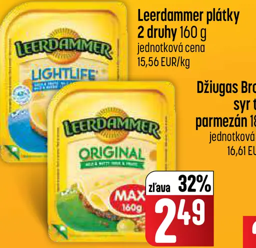 Leerdammer plátky syr Original, Lightlife