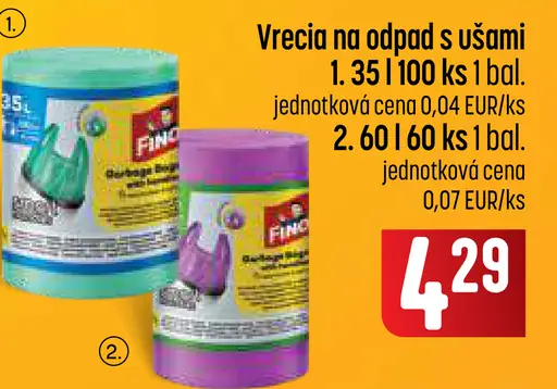 Vrecia na odpad s ušami, 60 l