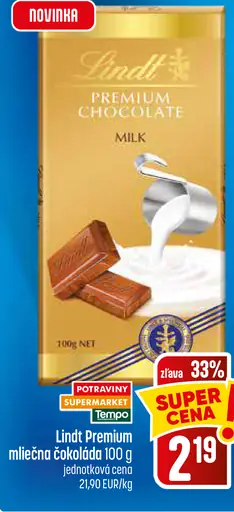 Lindt Premium mliečna čokoláda