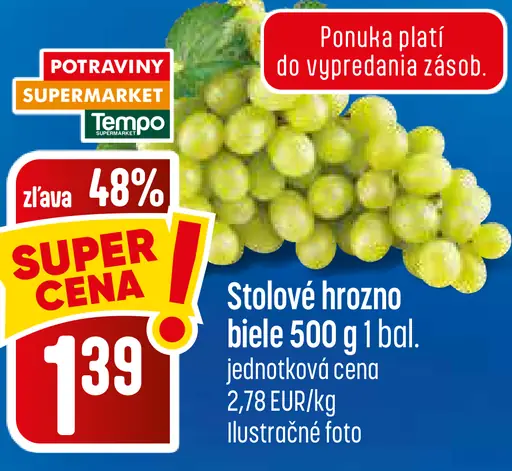 Stolové hrozno biele