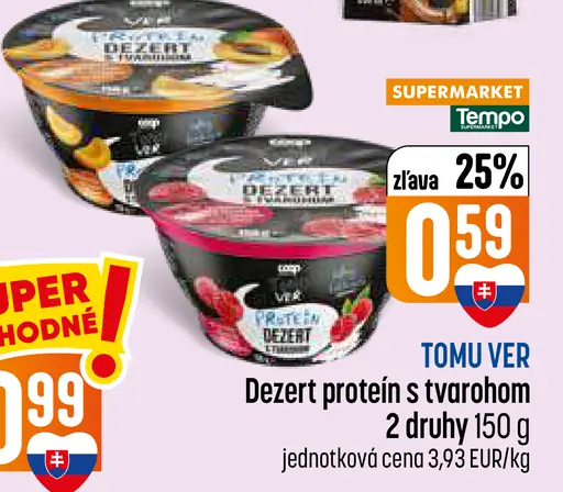 TOMU VER proteínový dezert s tvarohom – 2 druhy