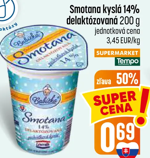 Bánovecká kyslá smotana 14 % bezlaktózová