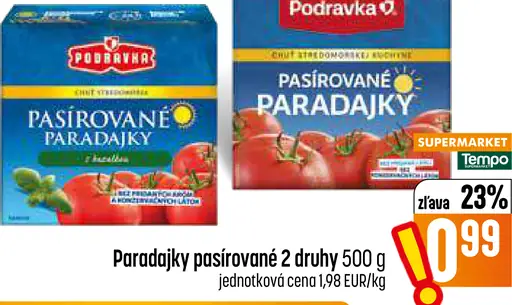 Podravka paradajky pasírované 2 druhy