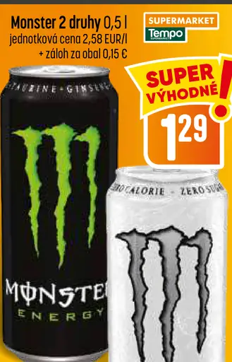 Monster energetický nápoj rôzne druhy