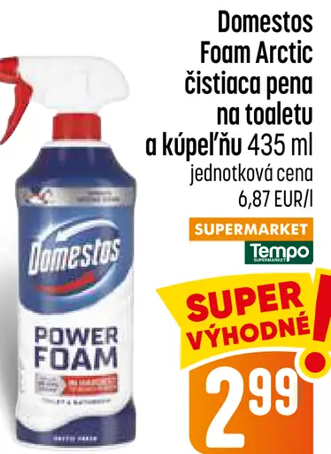 Domestos Foam Arctic čistiaca pena na toaletu a kúpeľňu
