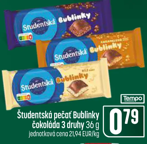 Študentská pečať bublinky čokoláda