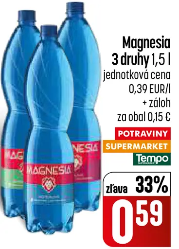 Magnesia Prírodná minerálna voda neperlivá