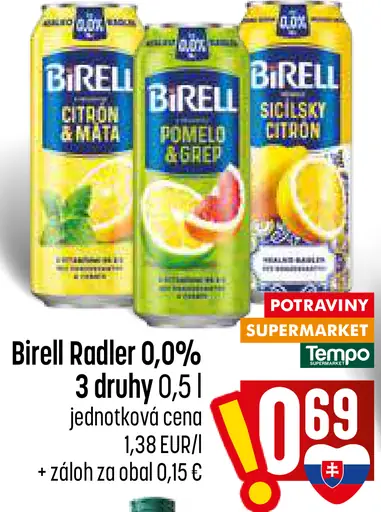 BiReLL pomelo & grep plechovka, citrón & mäta plechovka