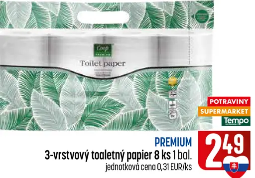 Premium 3-vrstvový toaletný papier 8 roliek
