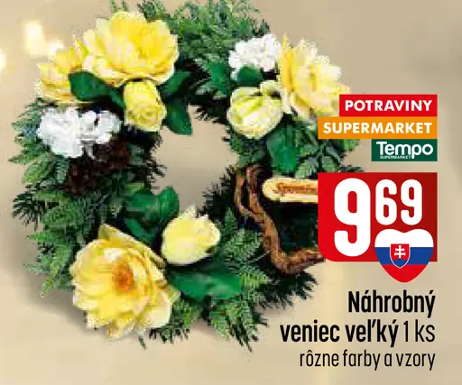 Náhrobný veniec veľký, rôzne farby a vzory