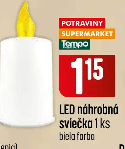LED náhrobná sviečka, biela