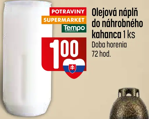Olejová náplň do náhrobného kahanca, doba horenia 72 hodín