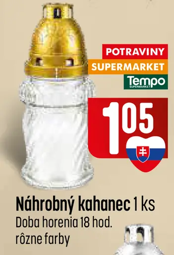Náhrobný kahanec, doba horenia 16 hodín, rôzne farby