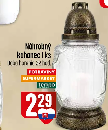 Náhrobný kahanec, doba horenia 32 hodín, rôzne farby