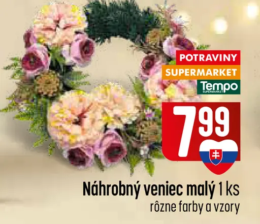 Náhrobný veniec malý, rôzne farby a vzory