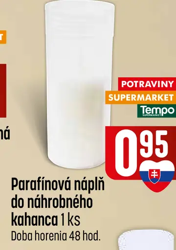 Parafínová náplň do náhrobného kahanca, doba horenia 48 hodín