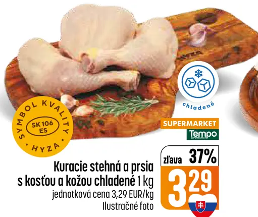Kuracie stehná + kuracie prsia s kosťou a kožou chladené