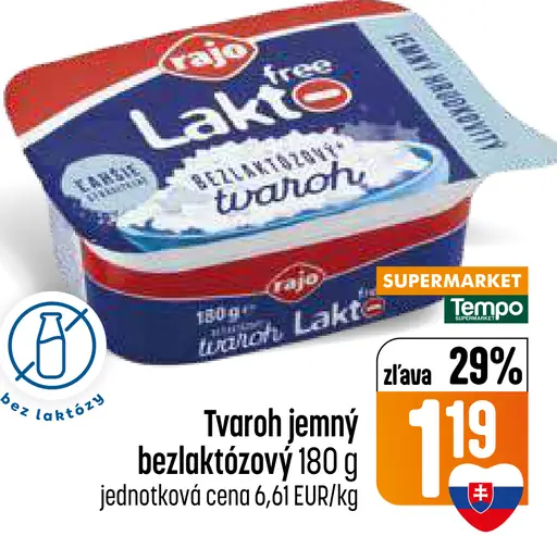 Rajo Laktofree tvaroh jemný bezlaktózový