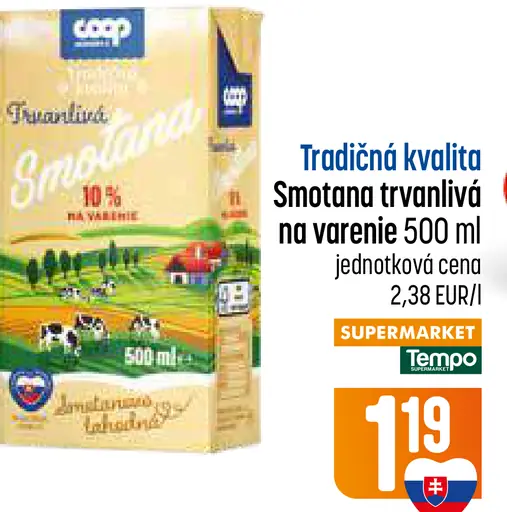 Coop smotana trvanlivá na varenie 10%
