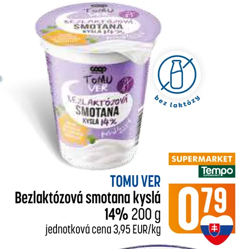 TOMU VER Smotana kyslá bezlaktózová 14 %