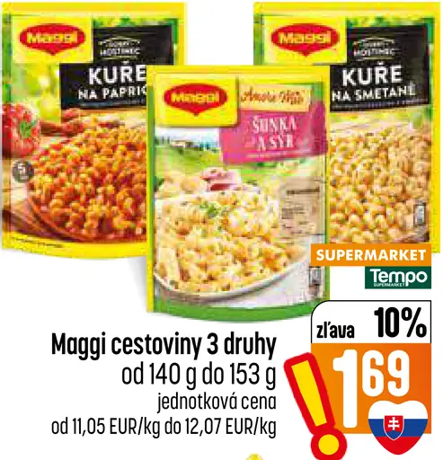 Maggi cestoviny – kura na paprike, kura na smotane, šunka so syrom