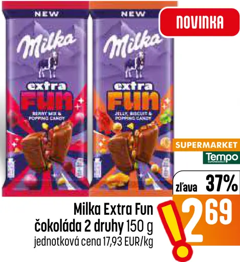 Milka čokoláda Extra Fun rôzne druhy