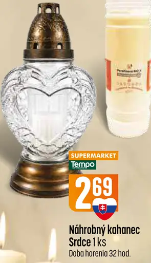 Náhrobný kahanec Srdce, doba horenia 32 hodín