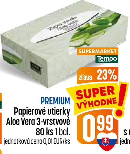 Premium Aloe Vera papierové utierky 3-vrstvové