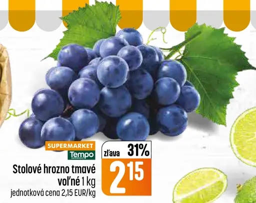 Stolové hrozno tmavé voľné