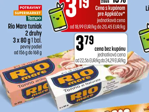 Rio Mare tuniak 2 druhy
