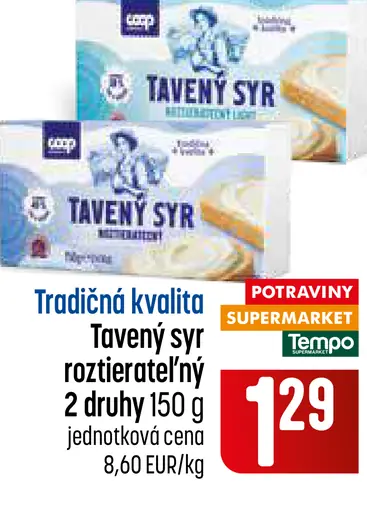 Tavený syr roztierateľný