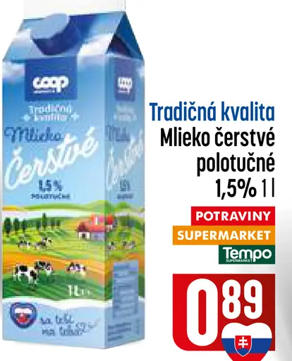 COOP Mlieko čerstvé polotučné 1,5 %