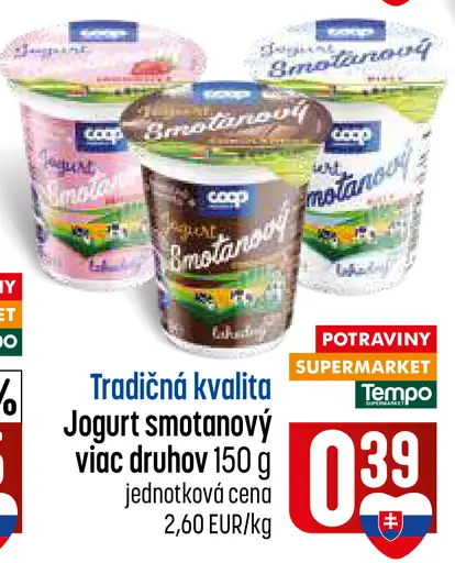 COOP Jogurt smotanový, rôzne druhy