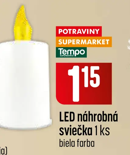 LED náhrobná sviečka, biela