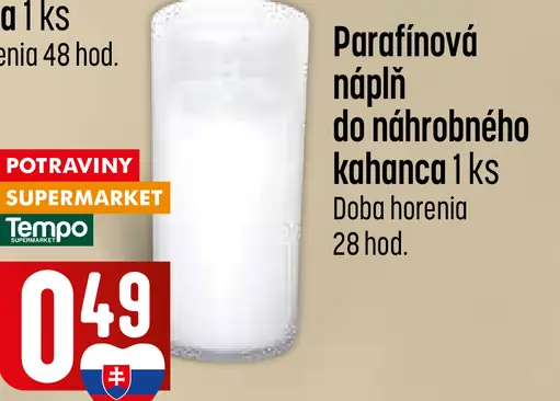 Parafínová náplň do náhrobného kahanca