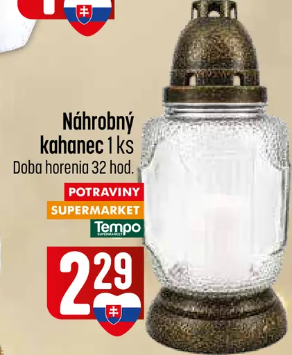 Náhrobný kahanec, doba horenia 32 hodín