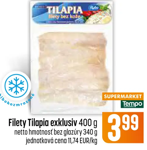 Ryba filety tilapia exklusiv bez glazúry