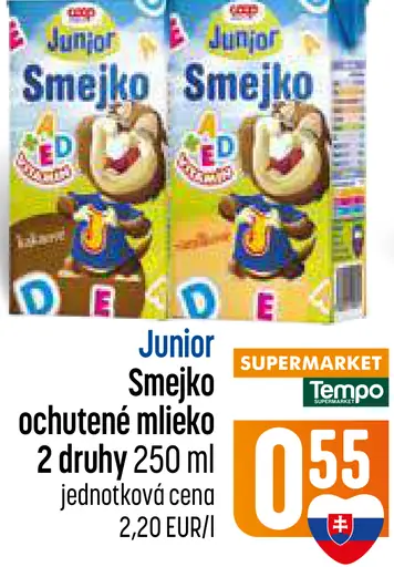 Junior Smejko ochutené mlieko, 2 druhy