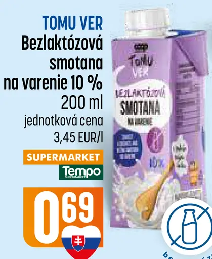 Bezlaktózová smotana na varenie 10%
