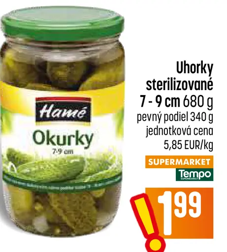 Hamé uhorky sterilizované 7–9 cm