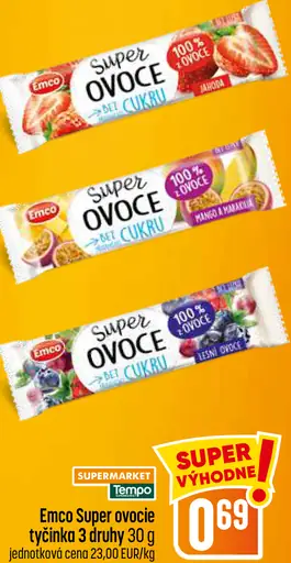 Emco Super ovocie tyčinka – jahoda, mango, lesné ovocie