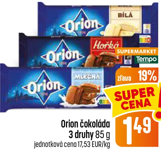 Orion čokoláda – 3 druhy