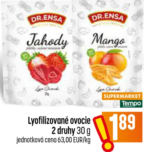 Dr. Ensa lyofilizované ovocie jahody, mango