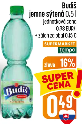 Budiš minerálna voda jemne sýtená