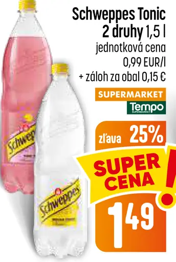 Schweppes tonik rôzne druhy