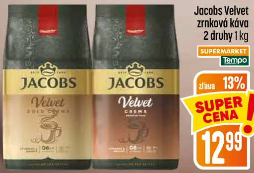 Jacobs Velvet a Velvet Crema zrnková káva