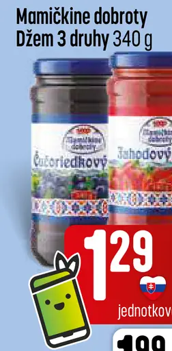 Mamičkine dobroty džem, čučoriedkový, jahodový a marhuľový