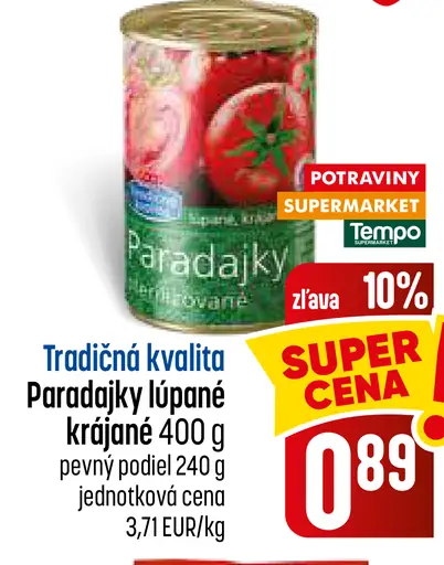 Paradajky lúpané krájané